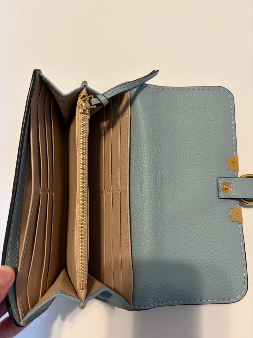 Chloé Marcie Leather Long Wallet - Light Blue - Picture 3 of 5